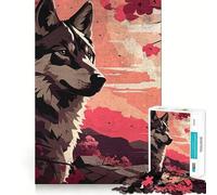 Rompecabezas de 1000 Piezas con diseño de Paisaje de cerezos en Flor y Lobos para Adultos Ejercicio Mental Corte de precisión Bordes Lisos Actividad Relajante para Grupos en Interiores (50x75cm)