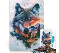 Rompecabezas de 1000 Piezas con diseño de Paisaje de Doble exposición de Lobo para Adultos Juego Que estimula la Mente Superficie Lisa y sin Rebabas Un pasatiempo Fascinante para los Momentos de Ocio