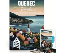 Rompecabezas de 1000 Piezas con diseño de Paisaje de la Ciudad de Quebec para Adolescentes Juguete cognitivo para un pasatiempo Tranquilo Borde Premium Lista de Deseos de Santa Claus (38x26cm)