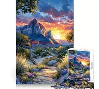 Rompecabezas de 1000 Piezas con diseño de Paisaje de montaña al Amanecer para Adultos Juego Inteligente de Rompecabezas Divertido Montaje de imágenes Regalo de Temporada (38x26cm)