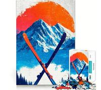 Rompecabezas de 1000 Piezas con diseño de Paisaje de montaña y temática de esquí para Adultos Juguete de lógica Pura, Divertido y Relajante Corte preciso Regalo increíble 38x26cm