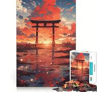 Rompecabezas de 1000 Piezas con diseño de Paisaje de Puerta Torii Estilo Anime para Adultos y Adolescentes Juguete para el Tiempo Libre Decoración de Pared con Bordes precisos 38x26cm