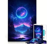 Rompecabezas de 1000 Piezas con diseño de Paisaje en círculo neón para Adolescentes Juguete Intelectual para fomentar la convivencia Corte Regalo Memorable (38x26cm)