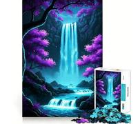 Rompecabezas de 1000 Piezas con diseño de Paisaje fantástico de Cascada neón para Adultos Ideal para Fortalecer la Memoria, divertirse y Relajarse Bordes limpios Artículo de Santa Claus (50x75cm)
