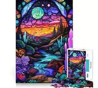 Rompecabezas de 1000 Piezas con diseño de Paisaje fantástico en vidrieras, Ideal para Adolescentes, ejercitar la Mente, Jugar en Grupo, con Corte de precisión, Festivales 50x75cm