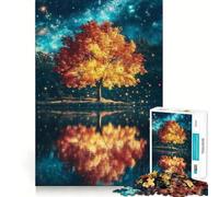 Rompecabezas de 1000 Piezas con diseño de Paisaje fantástico Espacial y Reflejo de árbol otoñal para Adolescentes Juguete para desarrollar la lógica Relajante y Divertido Corte Regalo artístico