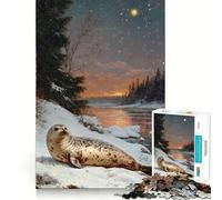 Rompecabezas de 1000 Piezas con diseño de Paisaje Invernal de Foca para Adolescentes Ideal para Mejorar la Memoria, Relajarse y divertirse Diseño de Bordes precisos Regalo Creativo (38x26cm)