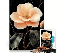 Rompecabezas de 1000 Piezas con diseño de Paisaje japonés en Flor de durazno sobre Fondo Negro para Adultos Juguete de lógica diseño Relajante y Divertido para armar Regalo Ideal para Navidad