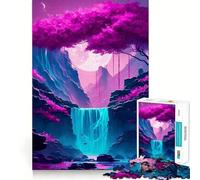 Rompecabezas de 1000 Piezas con diseño de Paisaje neón a la luz de la Luna para Adultos Juguete de lógica Fina, silencioso y Divertido Bordes limpios Regalo Memorable (38x52cm)