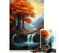 Rompecabezas de 1000 Piezas con diseño de Paisaje otoñal con Cascada,Corte preciso,Arte para ejercitar la Mente,Regalo Divertido para el Tiempo Libre,decoración navideña para la Pared (38x26cm)
