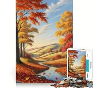 Rompecabezas de 1000 Piezas con diseño de Paisaje otoñal de río,Corte sin Costuras,Juego Creativo,Juguete para Jugar de Forma Casual,Juego de Ocio navideño,Arte (38x52cm)