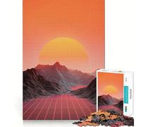 Rompecabezas de 1000 Piezas con diseño de Paisaje Retro synthwave y cuadrícula para Adultos Mejora la Memoria, Alivia la ansiedad y Tiene Bordes precisos Sorpresa navideña (50x75cm)
