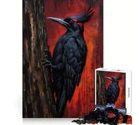 Rompecabezas de 1000 Piezas con diseño de pájaro Carpintero Negro en un árbol para Adolescentes Ideal para quienes Buscan una Buena Memoria,Relajarse fácilmente y Disfrutar de una Navidad Alegre