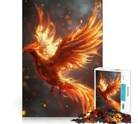 Rompecabezas de 1000 Piezas con diseño de pájaro,fénix,fantasía y Fuego Bordes Juego Inteligente Desafío Divertido Juego Lento Divertido Regalo de cumpleaños (38x52cm)