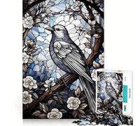 Rompecabezas de 1000 Piezas con diseño de pájaro,Ventana de Cristal,decoración práctica y Divertida para la Mente Ideal para Jugar en un Ambiente Acogedor y Disfrutar de la Navidad