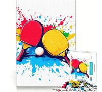 Rompecabezas de 1000 Piezas con diseño de Paleta de Ping Pong para Adolescentes Juguete de lógica, Sencillo y Divertido Bordes Suaves Regalo Elegante (38x52cm)