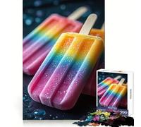 Rompecabezas de 1000 Piezas con diseño de paletas de Helado arcoíris sobre Superficie Oscura para Adolescentes Juguete de lógica Fina Divertido y Relajante Decoración de Pared con Bordes limpios