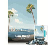 Rompecabezas de 1000 Piezas con diseño de Palmeras y Horizonte de San Diego Corte Impecable Divertido Juego para Resolver Problemas Juego Gratuito Arte (38x26cm)