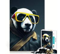 Rompecabezas de 1000 Piezas con diseño de Panda con Gafas de Sol para Adultos Juguete para concentrarse y ejercitar la Mente Divertido y silencioso Bordes Ajustados Artículo de Santa Claus (50x75cm)