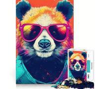 Rompecabezas de 1000 Piezas con diseño de Panda con Gafas de Sol Rosas para Adolescentes Ideal para desarrollar la Memoria, armar sin estrés y como Regalo conmovedor (38x26cm)
