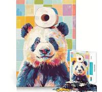 Rompecabezas de 1000 Piezas con diseño de Panda con Papel higiénico en la Cabeza para Adolescentes Juguete Educativo para fomentar la conexión Entre compañeros Corte Regalo Memorable