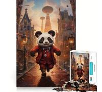 Rompecabezas de 1000 Piezas con diseño de Panda con Traje Rojo para Adultos Juguete de lógica y Entretenimiento Bordes Suaves Regalo conmovedor (38x52cm)