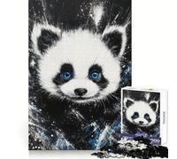 Rompecabezas de 1000 piezas con diseño de panda de ojos azules y cielo estrellado para adultos Estimula la memoria,estimula la memoria,evita distracciones y crea una experiencia festiva y sorprendente