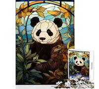 Rompecabezas de 1000 Piezas con diseño de Panda de vidrieras Ideal para Decorar el hogar Juguetes Regalos de Amigo Secreto Juegos educativos interacción Entre Padres e Hijos tamaño 50x75cm