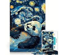 Rompecabezas de 1000 Piezas con diseño de Panda en la Noche Estrellada para Adolescentes Juguete para ejercitar la Mente, Relajante y Divertido Arte para armar Artículo Coleccionable (50x75cm)