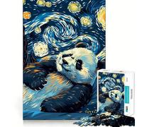 Rompecabezas de 1000 Piezas con diseño de Panda en la Noche Estrellada para Adultos y Adolescentes Juguete de lógica para Relajarse Corte de precisión Regalo Ideal (38x26cm)