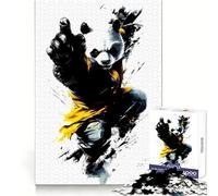 Rompecabezas de 1000 Piezas con diseño de Panda en Pose de acción para Adultos Juego Inteligente de Rompecabezas Divertido Montaje de imágenes Regalo de Temporada (38x26cm)