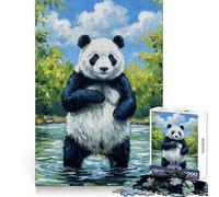 Rompecabezas de 1000 Piezas con diseño de Panda en un río, Ideal para Adolescentes Juguete Educativo para fomentar la conexión Entre compañeros Corte Regalo Memorable (38x26cm)