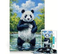 Rompecabezas de 1000 Piezas con diseño de Panda en un río, Ideal para Adolescentes Juguete Educativo para fomentar la conexión Entre compañeros Corte Regalo Memorable (38x26cm)