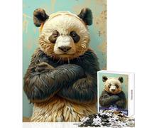 Rompecabezas de 1000 Piezas con diseño de Panda pensativo Juguetes antiestrés Gran Regalo para Juegos Juego Imposible Entrena tu Cerebro y Tus Manos tamaño 50x75cm