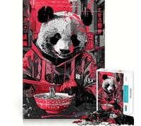 Rompecabezas de 1000 Piezas con diseño de Panda Ramen, Arte Callejero japonés, para Adultos Juguete de lógica Resistente, Divertido y Relajante Bordes definidos Regalo Memorable (50x75cm)