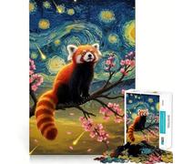 Rompecabezas de 1000 Piezas con diseño de Panda Rojo al Estilo de La Noche Estrellada para Adolescentes Rompecabezas Inteligente Juguete para Pensar Tiempo de relajación Corte Limpio para Festivales