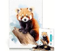 Rompecabezas de 1000 Piezas con diseño de Panda Rojo en Acuarela para Adolescentes Juguete de lógica Resistente Tiempo Tranquilo Borde Transparente Regalo Creativo (50x75cm)