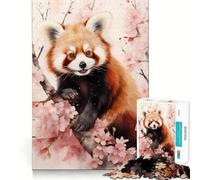 Rompecabezas de 1000 Piezas con diseño de Panda Rojo en Acuarela para Adultos Mejora la Memoria y Alivia la ansiedad Bordes precisos Sorpresa navideña (50x75cm)
