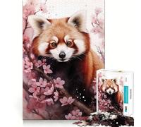 Rompecabezas de 1000 Piezas con diseño de Panda Rojo en Acuarela para Adultos Refuerza la Memoria, Alivia el estrés y Mejora la Calidad Regalo de cumpleaños Sorpresa (38x26cm)