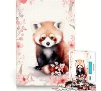 Rompecabezas de 1000 Piezas con diseño de Panda Rojo en Acuarela para Adultos y Adolescentes Juguete Intelectual para el hogar Disfrute de un Corte de Calidad Regalo clásico (38x52cm)