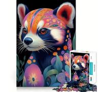 Rompecabezas de 1000 Piezas con diseño de Panda Rojo y Estampado Floral para Adolescentes Juguete Intelectual para la relajación Mental Corte de Calidad Regalo Ideal para Las Fiestas (38x26cm)