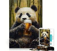 Rompecabezas de 1000 Piezas con diseño de Panda y Cerveza para Adultos Juguete para concentrarse y ejercitar la Mente Divertido y silencioso Bordes Ajustados Artículo de Santa Claus (50x75cm)