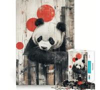 Rompecabezas de 1000 Piezas con diseño de Panda y círculos Rojos para Adultos Juguete para concentrarse y ejercitar la Mente Divertido y silencioso Bordes Ajustados Artículo de Santa Claus (38x52cm)