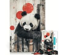 Rompecabezas de 1000 Piezas con diseño de Panda y círculos Rojos para Adultos y Adolescentes Juego Mental, diversión Tranquila, Bordes Afilados, Regalo Memorable (50x75cm)