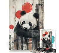 Rompecabezas de 1000 Piezas con diseño de Panda y círculos Rojos para Adultos y Adolescentes Juego Mental, diversión Tranquila, Bordes Afilados, Regalo Memorable (38x26cm)