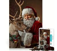 Rompecabezas de 1000 piezas con diseño de Papá Noel y renos espíritu navideño para adultos Ideal para estimular la memoria relajarse y jugar con rompecabezas Corte suave Regalo de cumpleaños (38x52cm)