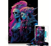 Rompecabezas de 1000 Piezas con diseño de Pareja de Calaveras Adolescentes Mejora la Memoria, estimula el Juego Relajante y Tiene Bordes limpios Artículo de Santa Claus 50x75cm