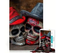Rompecabezas de 1000 Piezas con diseño de Pareja de Calaveras de azúcar para Adolescentes Juguete cognitivo Disfruta Lentamente Borde Premium Elige tu Deseo de Papá Noel 38x52cm