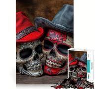 Rompecabezas de 1000 Piezas con diseño de Pareja de Calaveras de azúcar para Adultos y Adolescentes Ideal para Mejorar la Memoria y relajar la Mente Diseño para armar 50x75cm