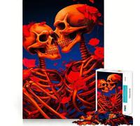 Rompecabezas de 1000 Piezas con diseño de Pareja de Esqueletos abrazándose, Ideal para Adolescentes Juguete antiestrés con Corte preciso y Lista de Deseos de Papá Noel 38x52cm